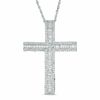 Thumbnail Image 1 of 7/8 CT. T.W. Baguette Diamond Cross Pendant in 10K White Gold