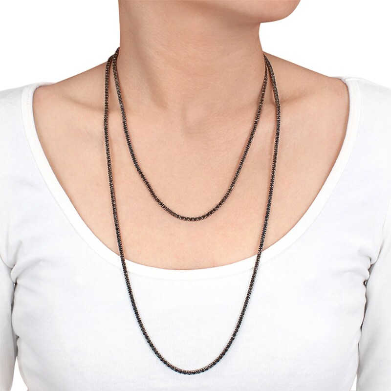 275/8 CT. T.W. Enhanced Black Diamond Tennis Necklace in 18K White