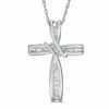Thumbnail Image 1 of 1/5 CT. T.W. Diamond Bypass Cross Pendant in 10K White Gold