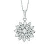 Thumbnail Image 0 of 1/2 CT. T.W. Diamond Sunburst Pendant in 10K White Gold