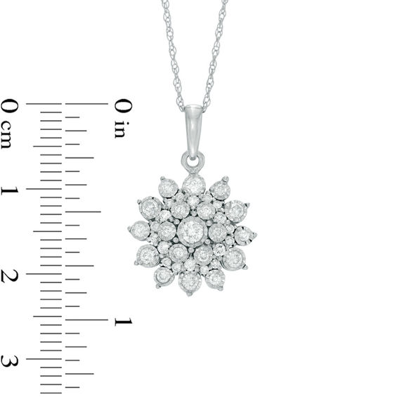 1/2 CT. T.w. Diamond Sunburst Pendant in 10K White Gold