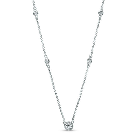 1/4 CT. T.w. Diamond Station Necklace in 10K White Gold
