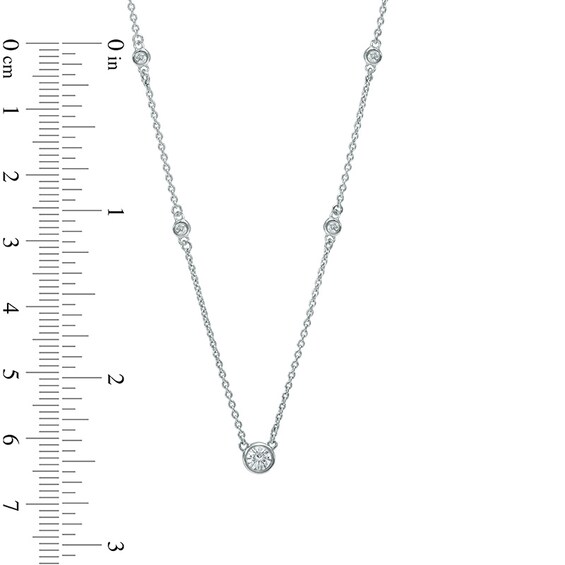 1/4 CT. T.w. Diamond Station Necklace in 10K White Gold