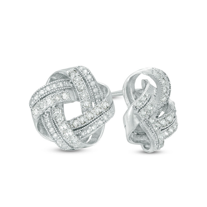 1/5 CT. T.W. Diamond Infinity Love Knot Stud Earrings in 10K White Gold