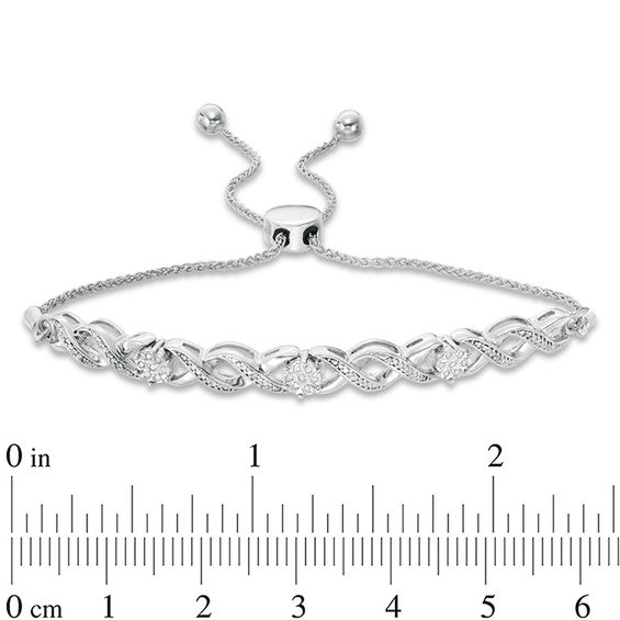 1/10 CT. T.w. Diamond "Xo" Bolo Bracelet in 10K White Gold - 9.5"