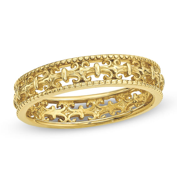 Stackable Expressionsâ¢ 4.5mm Fleur-de-Lis Ring in Sterling Silver with 14K Gold Plate