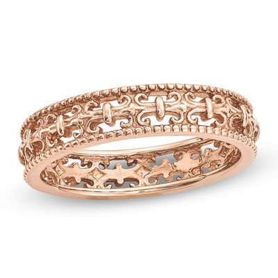 Stackable Expressions 45mm Fleur De Lis Ring In Sterling Silver With 14k Rose Gold Plate