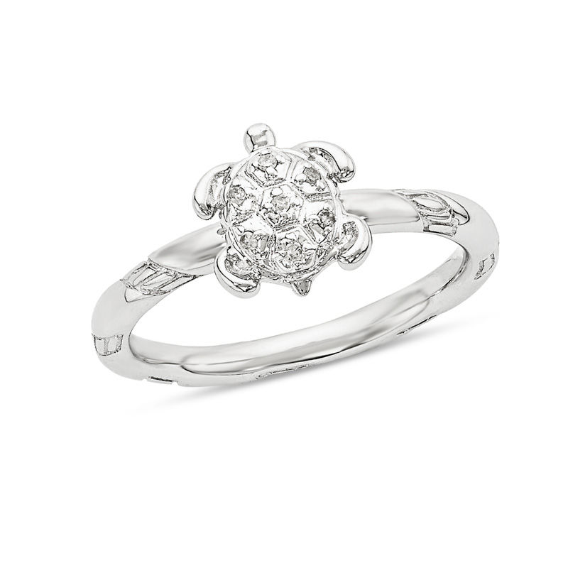 Stackable Expressions™ Diamond Accent Turtle Ring in Sterling Silver