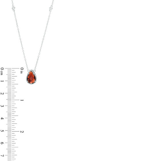 Pear-Shaped Garnet and White Topaz Station Necklace in Sterling Silver Pear-Shaped Garnet and White Topaz Station Necklace in Sterling Silver