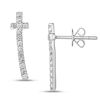Thumbnail Image 1 of 1/4 CT. T.W. Diamond Curved Cross Crawler Earrings in 10K White Gold
