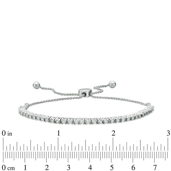 1/10 CT. T.w. Diamond Lined Bolo Bracelet in Sterling Silver - 9.5"
