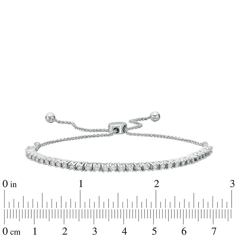 1/10 CT. T.W. Diamond Lined Bolo Bracelet in Sterling Silver - 9.5"