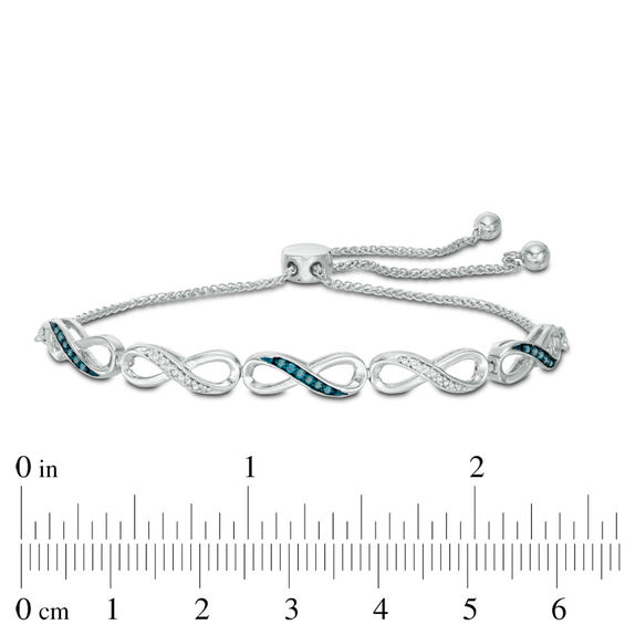 1/5 CT. T.w. Enhanced Blue and White Diamond Infinity Bolo Bracelet in Sterling Silver - 9.5"