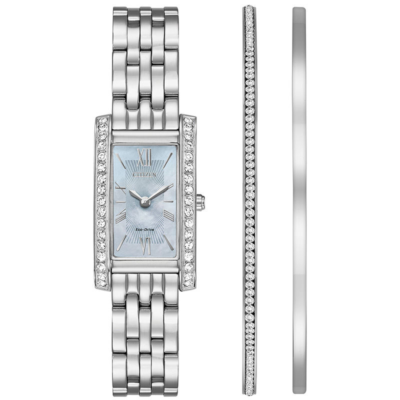 Main Image 1 of Ladies' Exclusive Citizen Eco-Drive® Crystal Accent Watch and Bangle Boxed Set (Model: EX1470-60D)