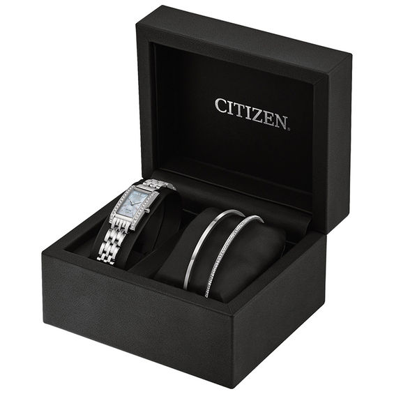 Ladies' Exclusive Citizen Eco-Drive® Crystal Accent Watch and Bangle Boxed Set (Model: Ex1470-60D)