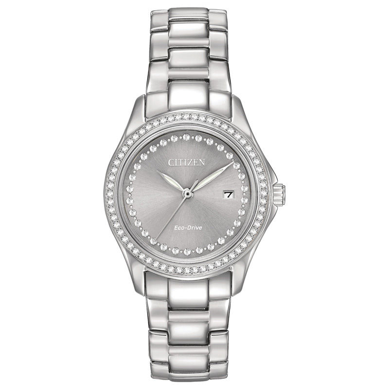 Ladies' Exclusive Citizen Eco-Drive® Crystal Accent Watch with Grey Dial (Model: FE1140-86H)