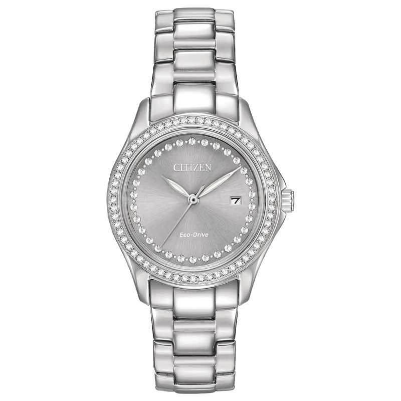 Main Image 1 of Ladies' Exclusive Citizen Eco-Drive® Crystal Accent Watch with Grey Dial (Model: FE1140-86H)