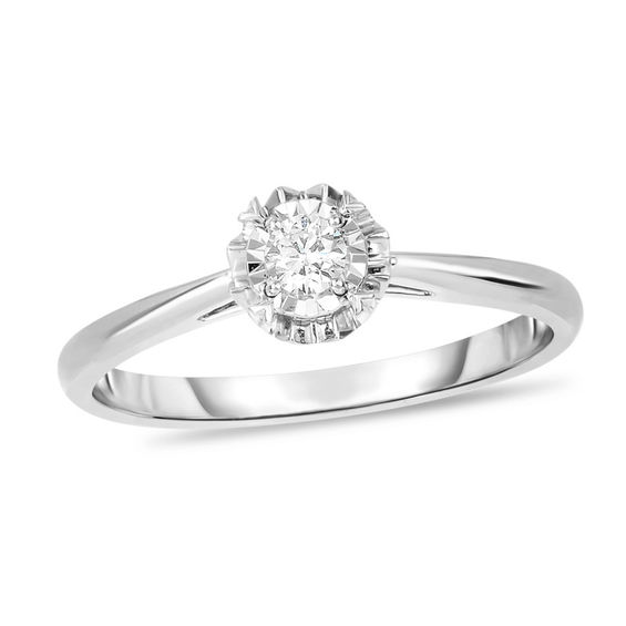 Diamond Accent Solitaire Heart Gallery Promise Ring in 10K White Gold