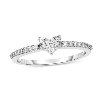 XIALV Princess Queen Crown Heart Promise Ring Heart Shape White Cubic Zirconia Eternity Jewelry for Women Girl