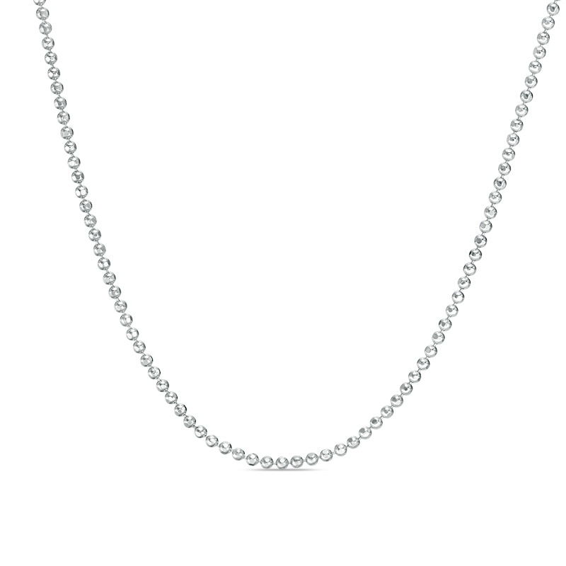 Main Image 1 of 1.2mm Diamond-Cut Bead Chain Necklace in Sterling Silver - 24"