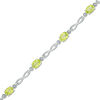 Thumbnail Image 1 of Oval Peridot Infinity Link Bracelet in Sterling Silver - 7.25"