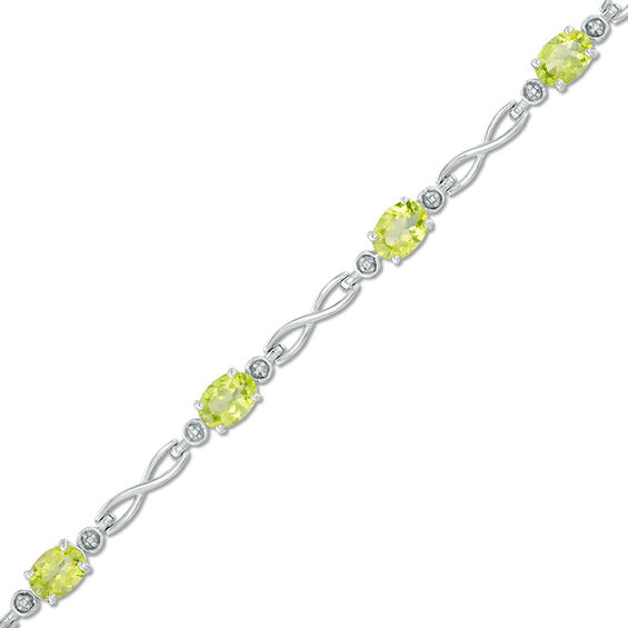 Oval Peridot Infinity Link Bracelet in Sterling Silver - 7.25"