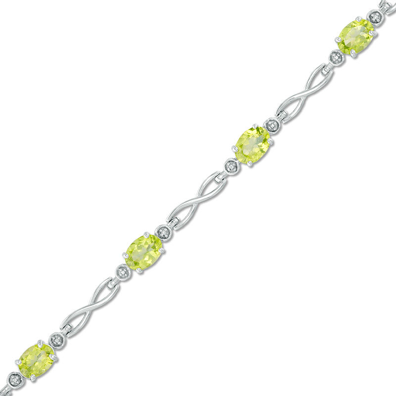 Main Image 1 of Oval Peridot Infinity Link Bracelet in Sterling Silver - 7.25"