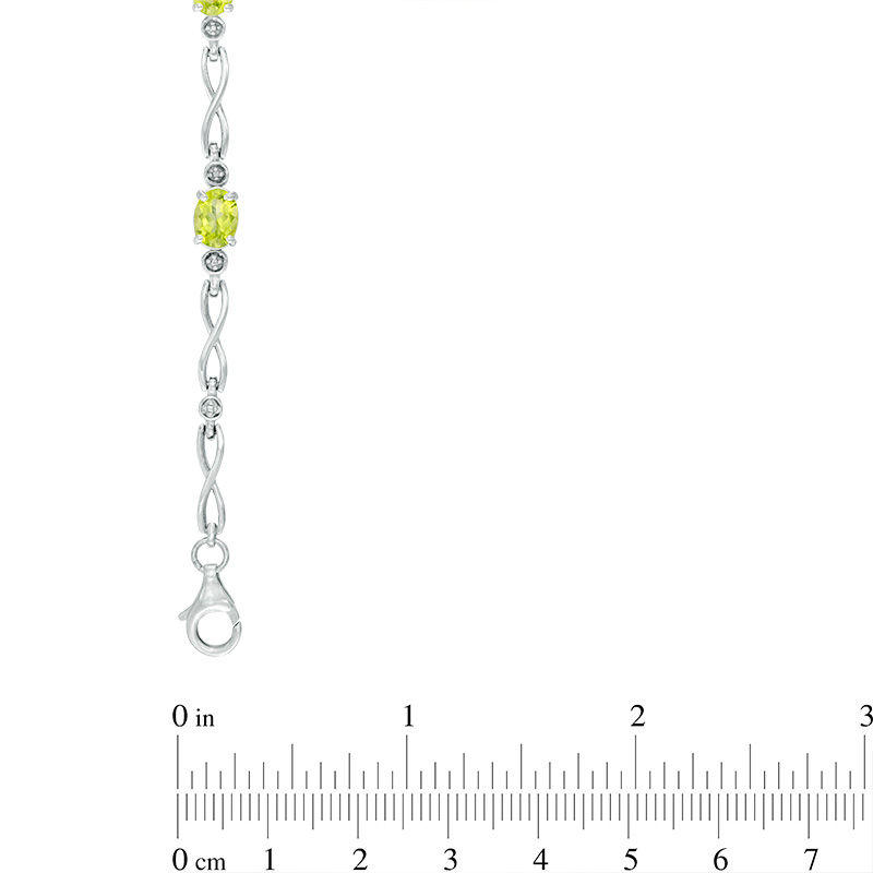 Main Image 2 of Oval Peridot Infinity Link Bracelet in Sterling Silver - 7.25"