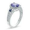 Thumbnail Image 1 of Oval Tanzanite, Blue Sapphire and Diamond Accent Vintage-Style Ring in 14K White Gold