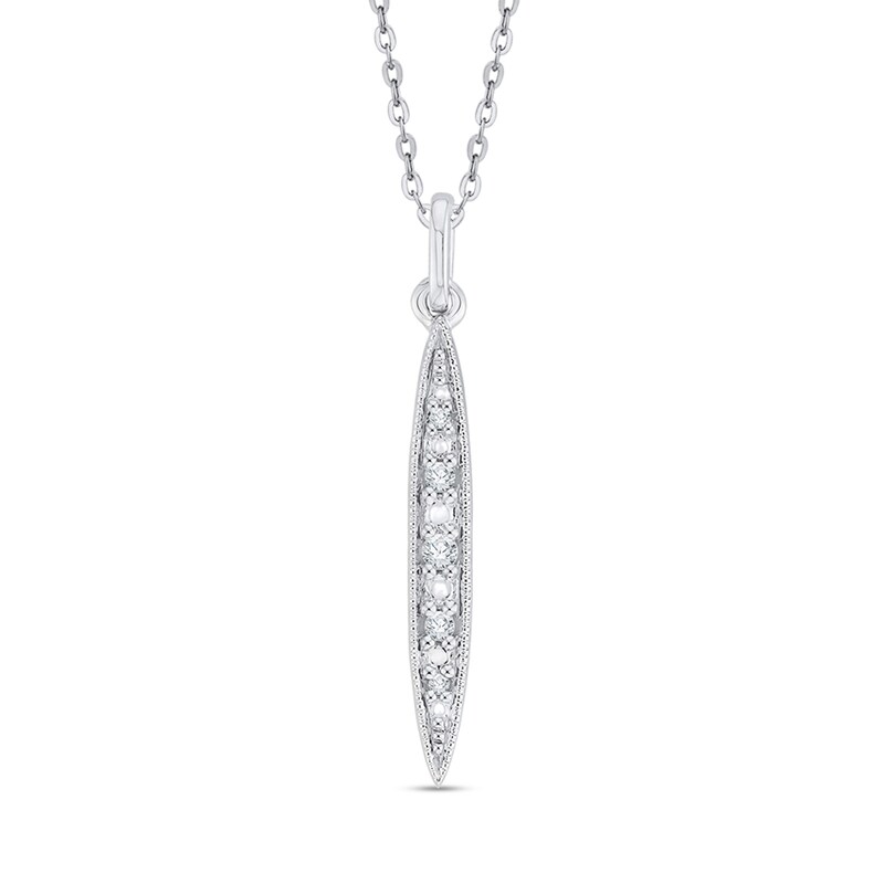 Diamond Accent Elongated Marquise Pendant in Sterling Silver