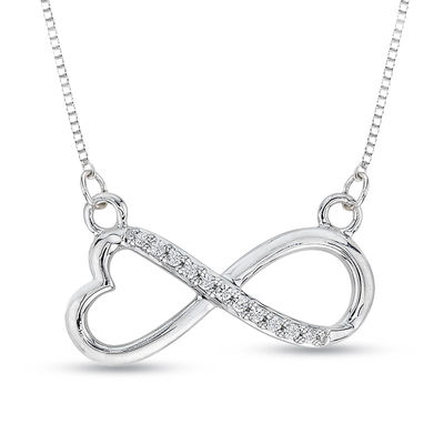 Diamond Accent Infinity with Heart Necklace in Sterling Silver Zales