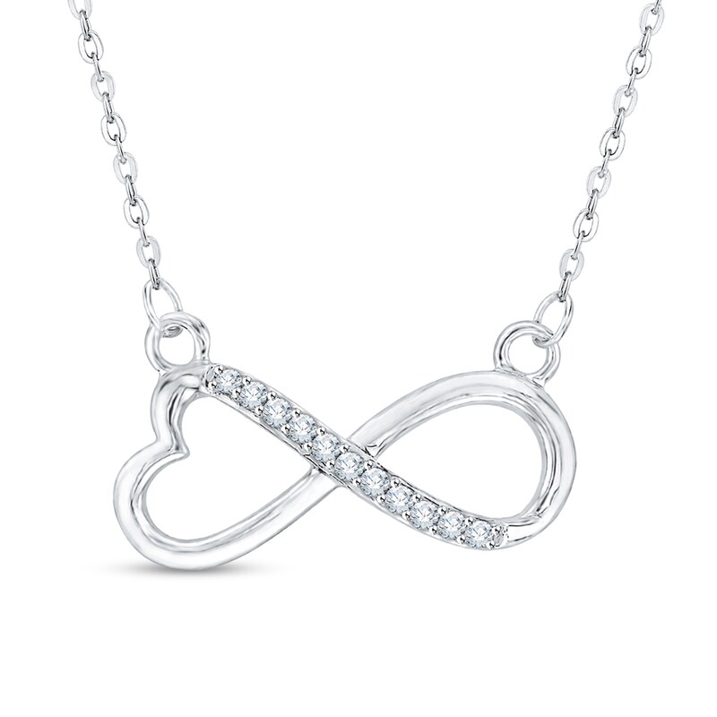 Diamond Accent Infinity with Heart Necklace in Sterling Silver