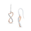 Thumbnail Image 1 of Diamond Accent Infinity with Heart Drop Earrings in 10K Two-Tone Gold