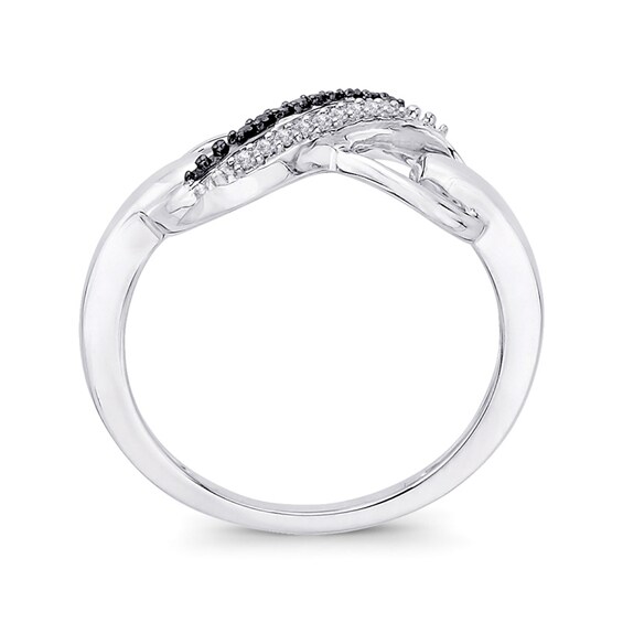 Enhanced Black and White Diamond Accent Infinity Ring in Sterling Silver - Size 7