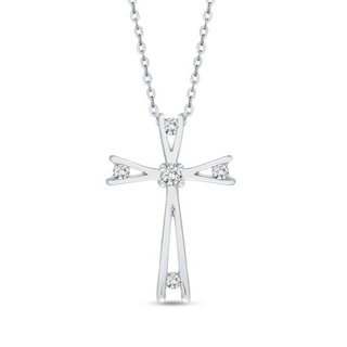 1/10 CT. T.W. Diamond Cross Pendant in 10K White Gold