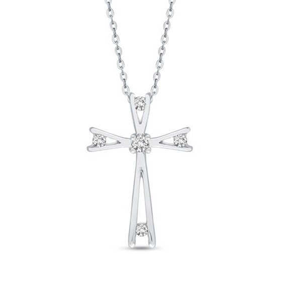 1/10 CT. T.w. Diamond Cross Pendant in 10K White Gold