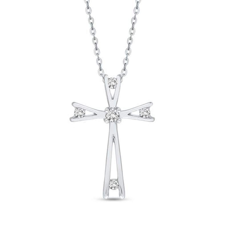 1/10 CT. T.W. Diamond Cross Pendant in 10K White Gold