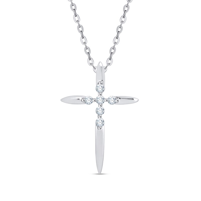 1/10 CT. T.W. Diamond Cross Pendant in 10K White Gold Zales