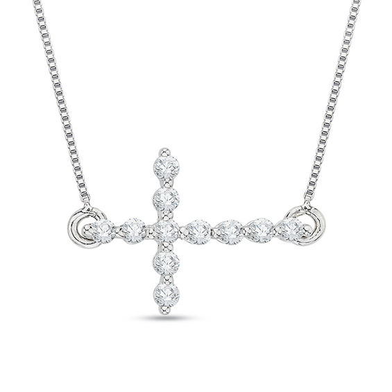 Lab-Created White Sapphire Sideways 