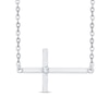 Thumbnail Image 1 of Diamond Accent Solitaire Sideways Cross Necklace in 10K White Gold