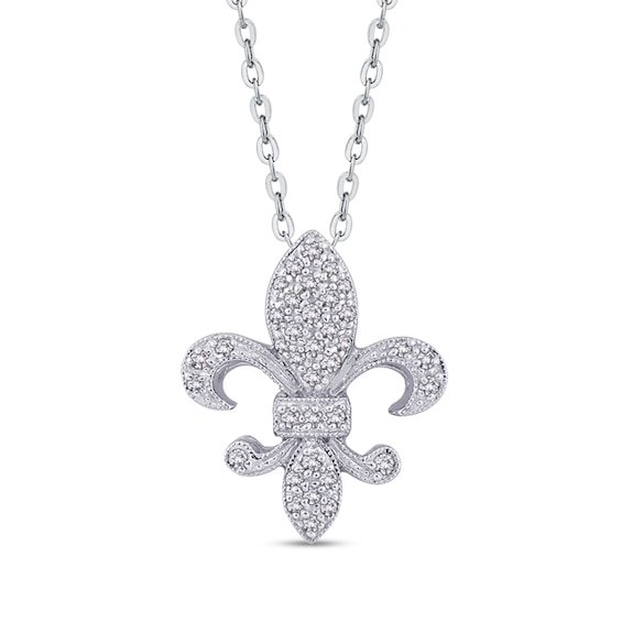 1/8 CT. T.w. Diamond Fleur-de-Lis Pendant in 10K White Gold