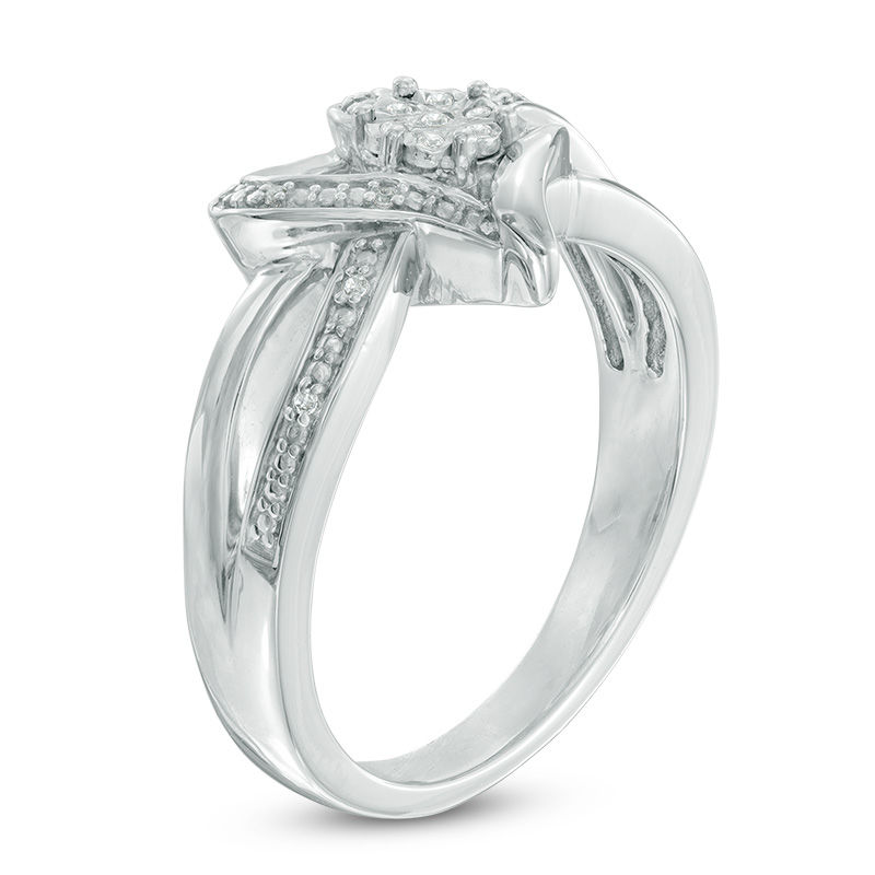 ハート リボン コンビ  2 6.0mm Heart-Shaped Swiss Blue Topaz and White Lab-Created