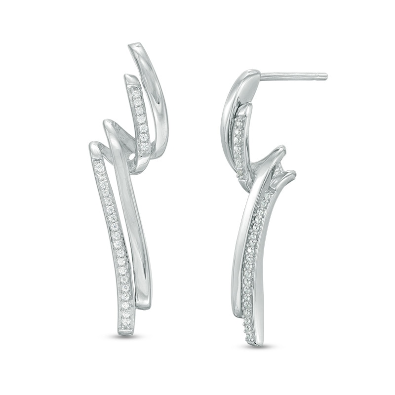 Main Image 1 of 1/6 CT. T.W. Diamond Twist Drop Earrings in Sterling Silver
