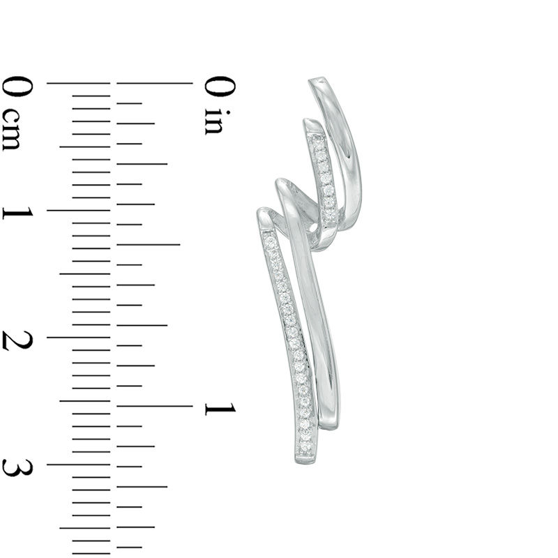 Main Image 2 of 1/6 CT. T.W. Diamond Twist Drop Earrings in Sterling Silver