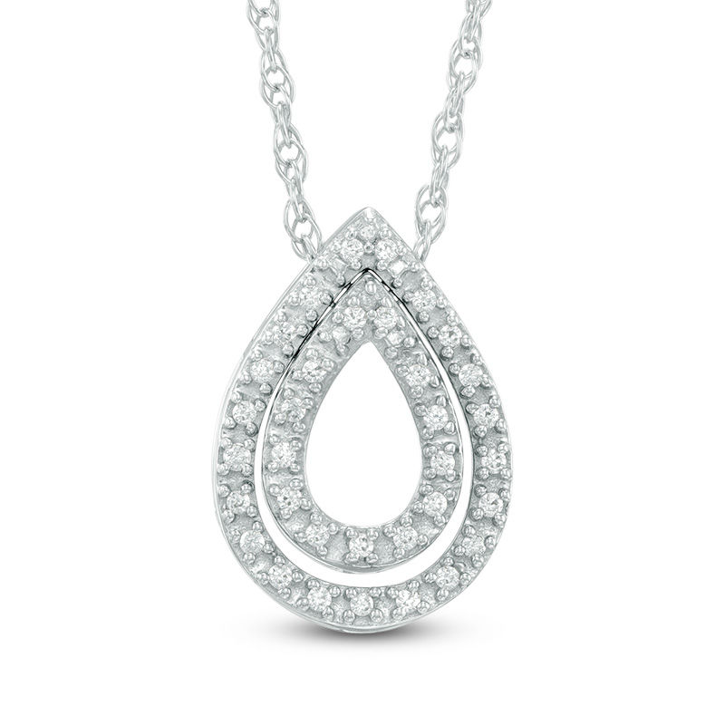 1/10 CT. T.W. Diamond Double Teardrop Pendant in Sterling Silver