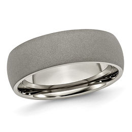 Men's 7.0mm Low Dome Brushed Wedding Band in Titanium
