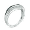 Thumbnail Image 2 of 1/6 CT. T.W. Enhanced Black and White Diamond Chevron Necklace, Ring and Earring Set in Sterling Silver - Size 7