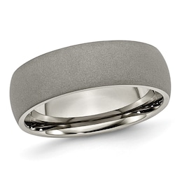 Ladies' 7.0mm Low Dome Brushed Wedding Band in Titanium