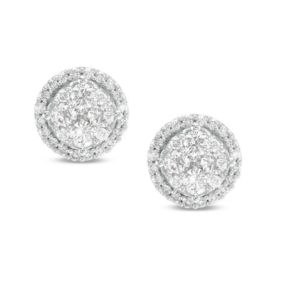 1 CT. T.w. Composite Diamond Frame Stud Earrings in 10K White Gold