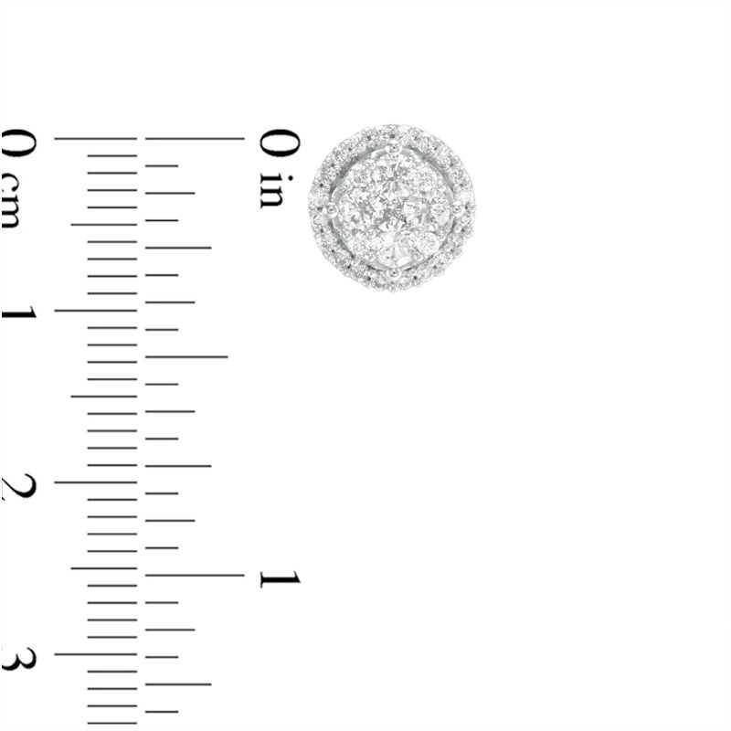 Main Image 2 of 1 CT. T.W. Composite Diamond Frame Stud Earrings in 10K White Gold